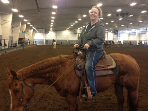 Thanks to Tresie Wiersma, Karen even got a few go-rounds at the March 1st ranch sorting jack pot.